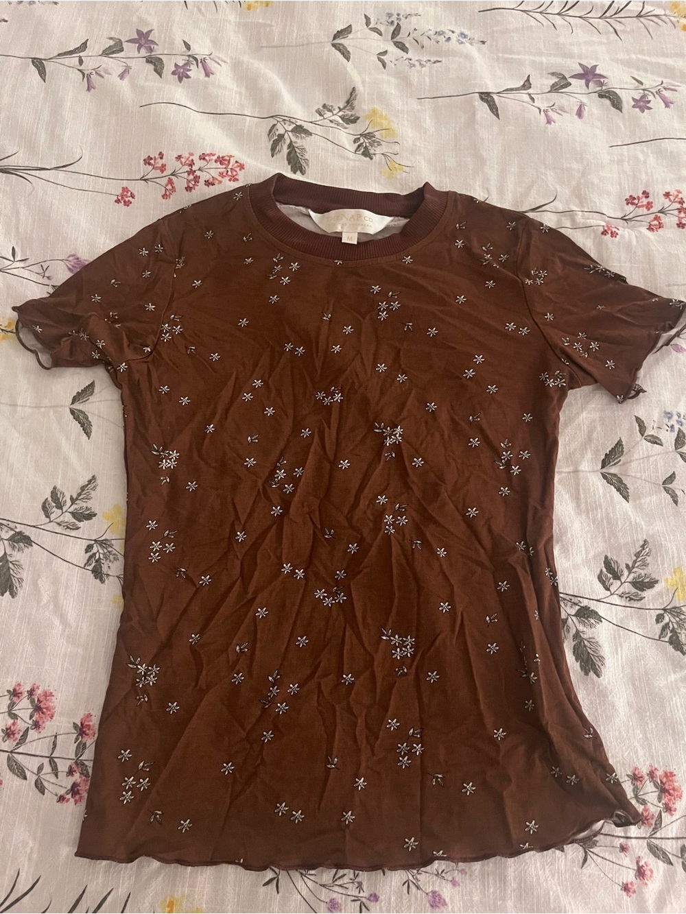 Brown Floral Short Sleeve Tee